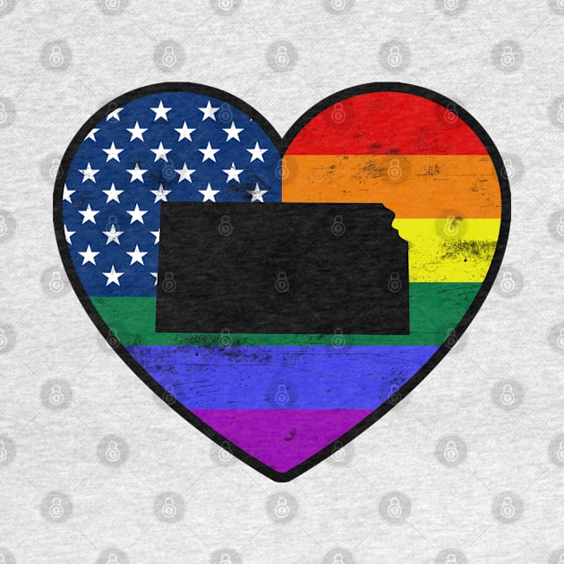 Kansas United States Gay Pride Flag Heart by TextTees